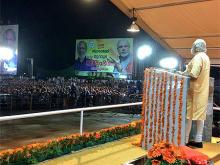 Prime Minister Narendra Modi addressing election rally at Tripoonithura on Wednesday