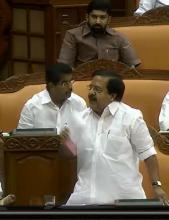 Opposition Leader Ramesh Chennithala speaking in the Assembly before walk-out on Monday