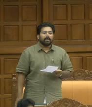 K. S. Sabarinadan initiating disucssion on road safety on Monday