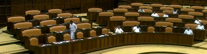 Empty benches of Opposition after walk-out