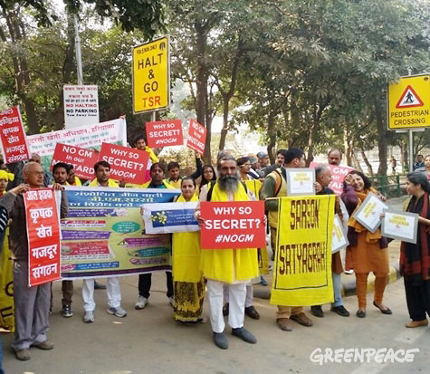 Green protest against GM Mustard before MoEF (file photo)
