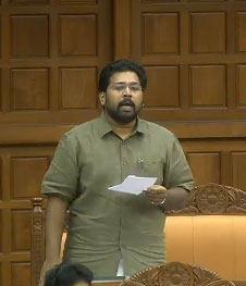 K. S. Sabarinadan initiating disucssion on road safety on Monday