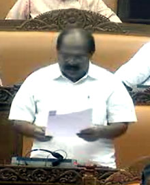 Public Works Minister G. Sudhakaran answering questions in Assembly on Monday
